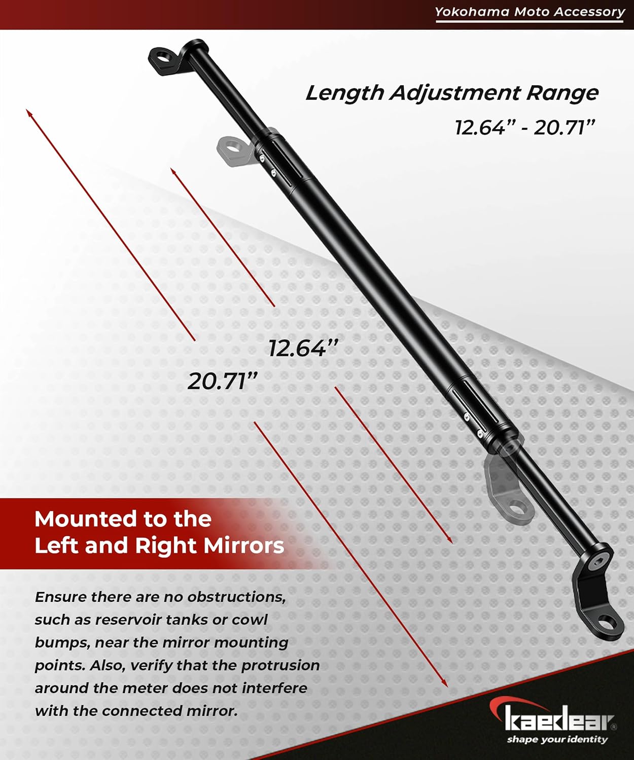 Soporte espejo ajustable para motocicleta aluminio KDR-HB3