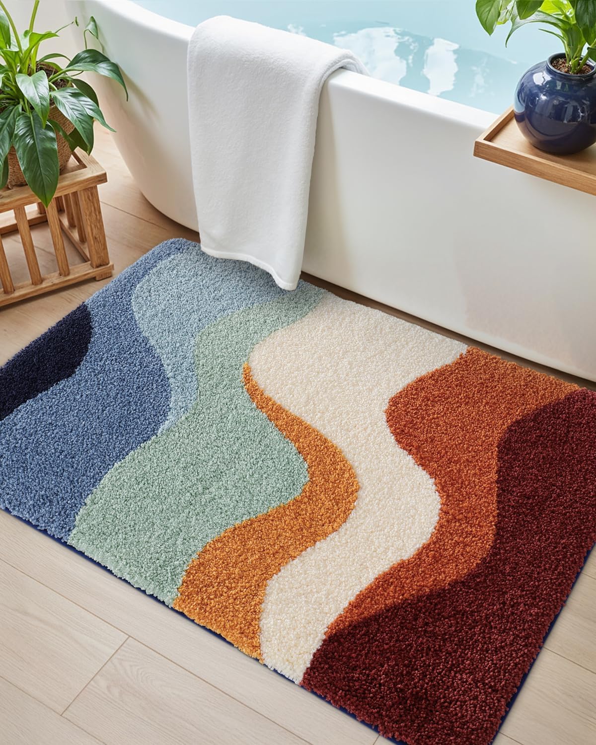 Alfombra baño microfibra antiderrap 24x36 colorida