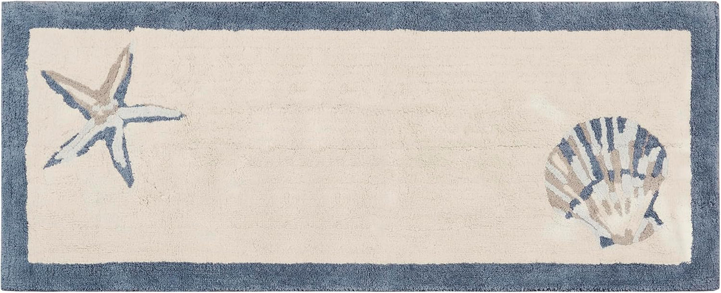Alfombra baño algodón antiderrap conchas marinas 24x60"