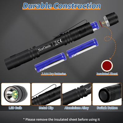 Linterna LED para bolígrafo mini con clip aluminio resistente agua