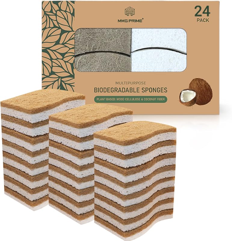Esponjas cocina biodegradables 24 pzas celulosa cáscara coco