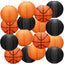 16 Faroles Baloncesto 8pulg Color Naranja y Negro Decoración Fiesta