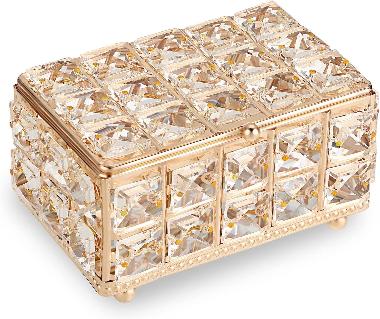 Caja joyas cristal con espejo dorado regalo Navidad