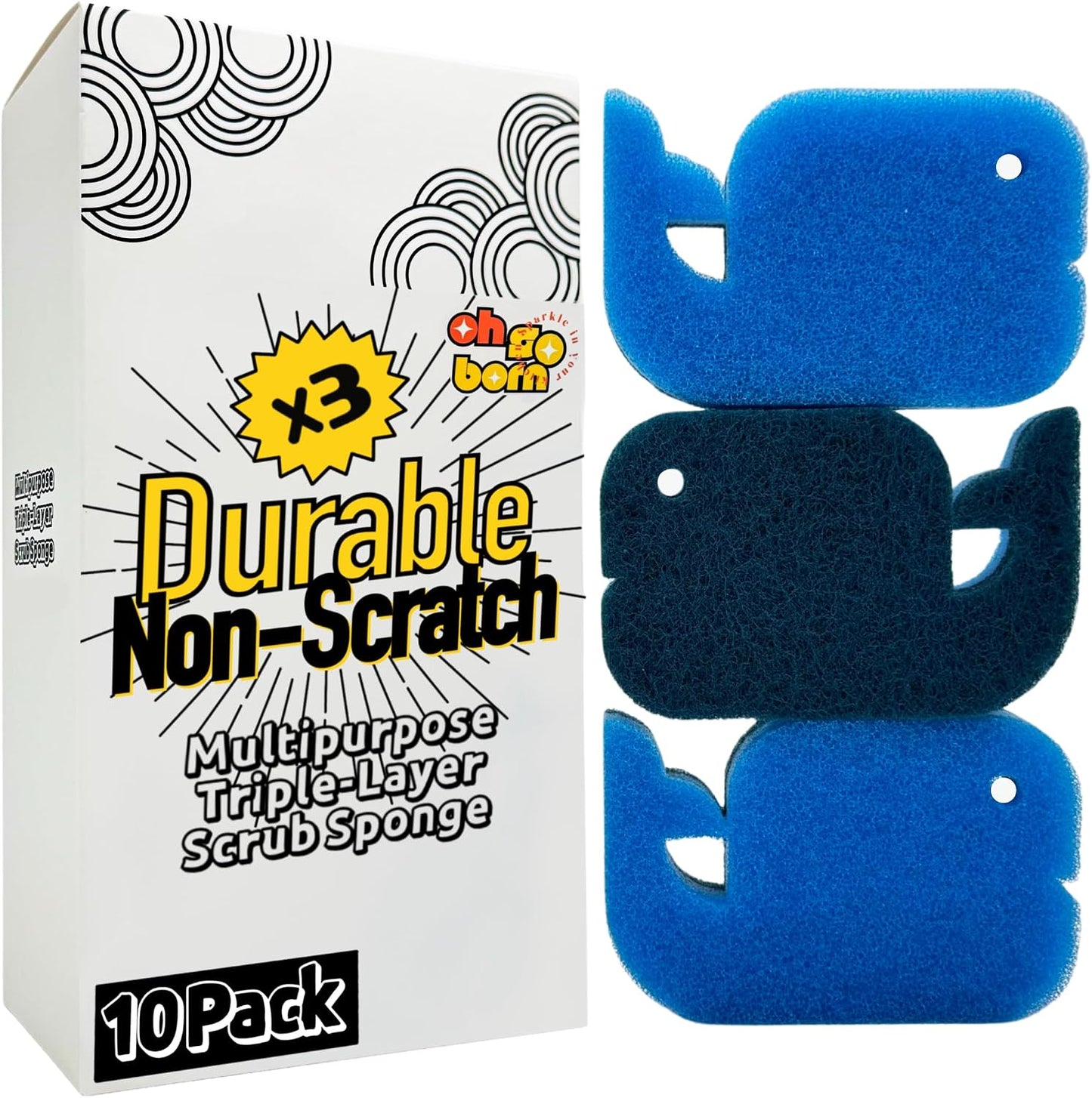 10 Esponjas Multiusos Doble Cara Triple Capa para Cocina