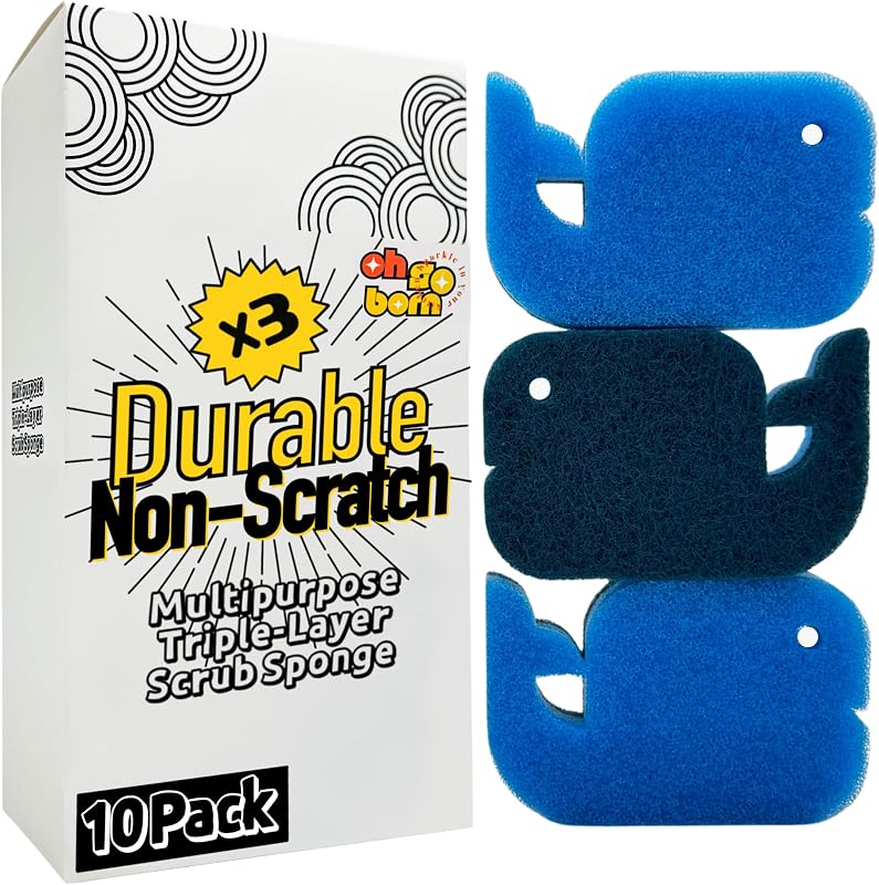 10 Esponjas Multiusos Doble Cara Triple Capa para Cocina