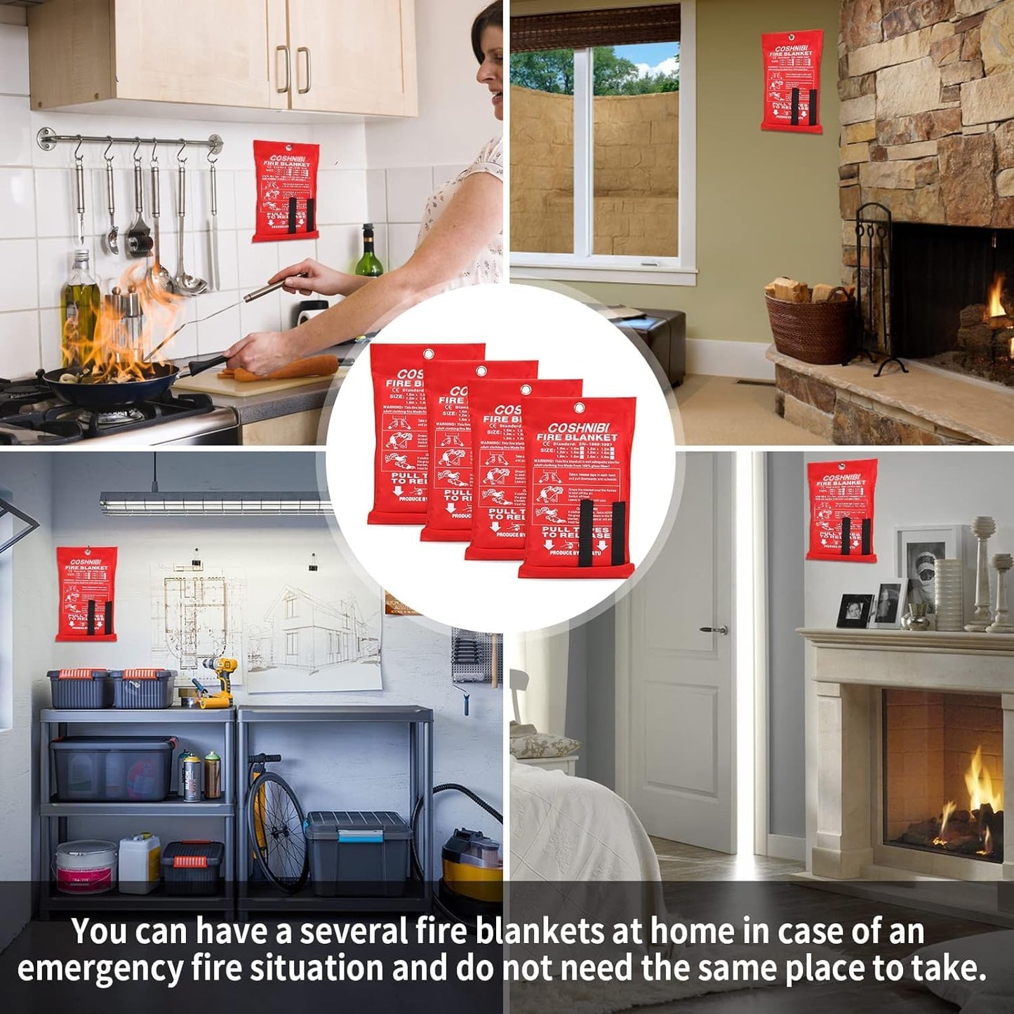 Manta contra incendios hogar cocina pack 2