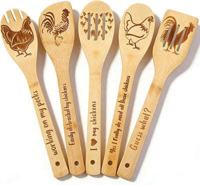 Cucharas madera pollo decoración cocina día madre