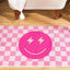 Alfombra cuadros búfalo rosa dormitorio sala reversible