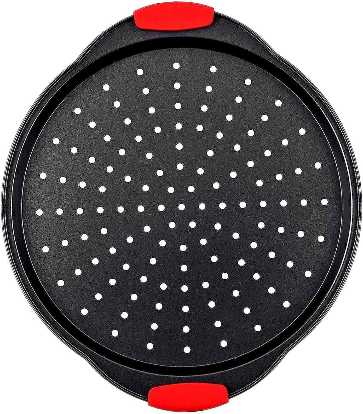 Bandeja pizza 13pulg acero carbono antiadherente con asas silicona
