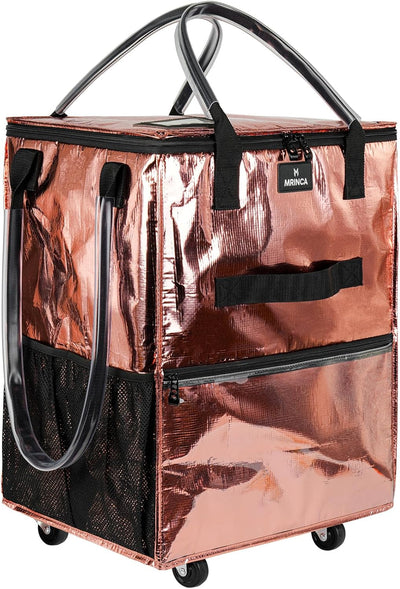 Bolsa comestibles reutilizable con ruedas plegable 6 bolsillos