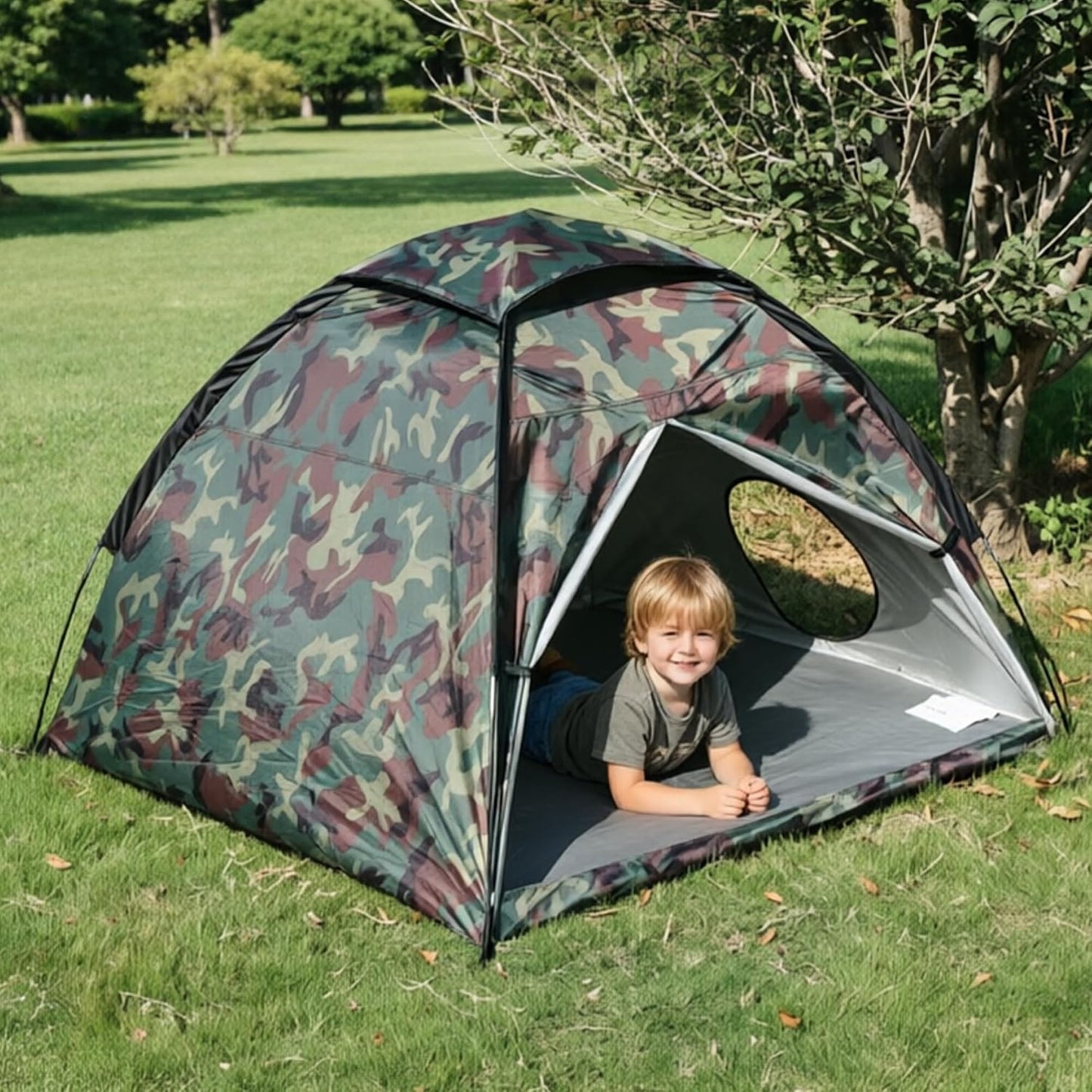 Tienda campaña niños con cúpula camuflaje 60x60x44"