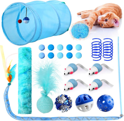 Set 24 Juguetes Interactivos para Gatos Plegable Azul