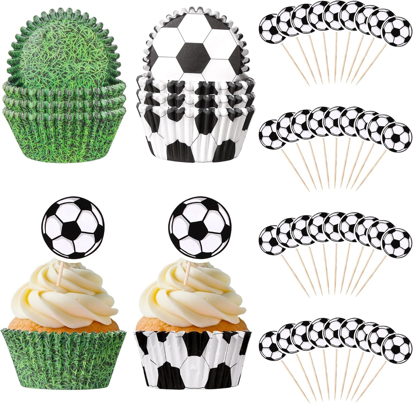 Forros cupcakes fútbol 200pzas césped verde