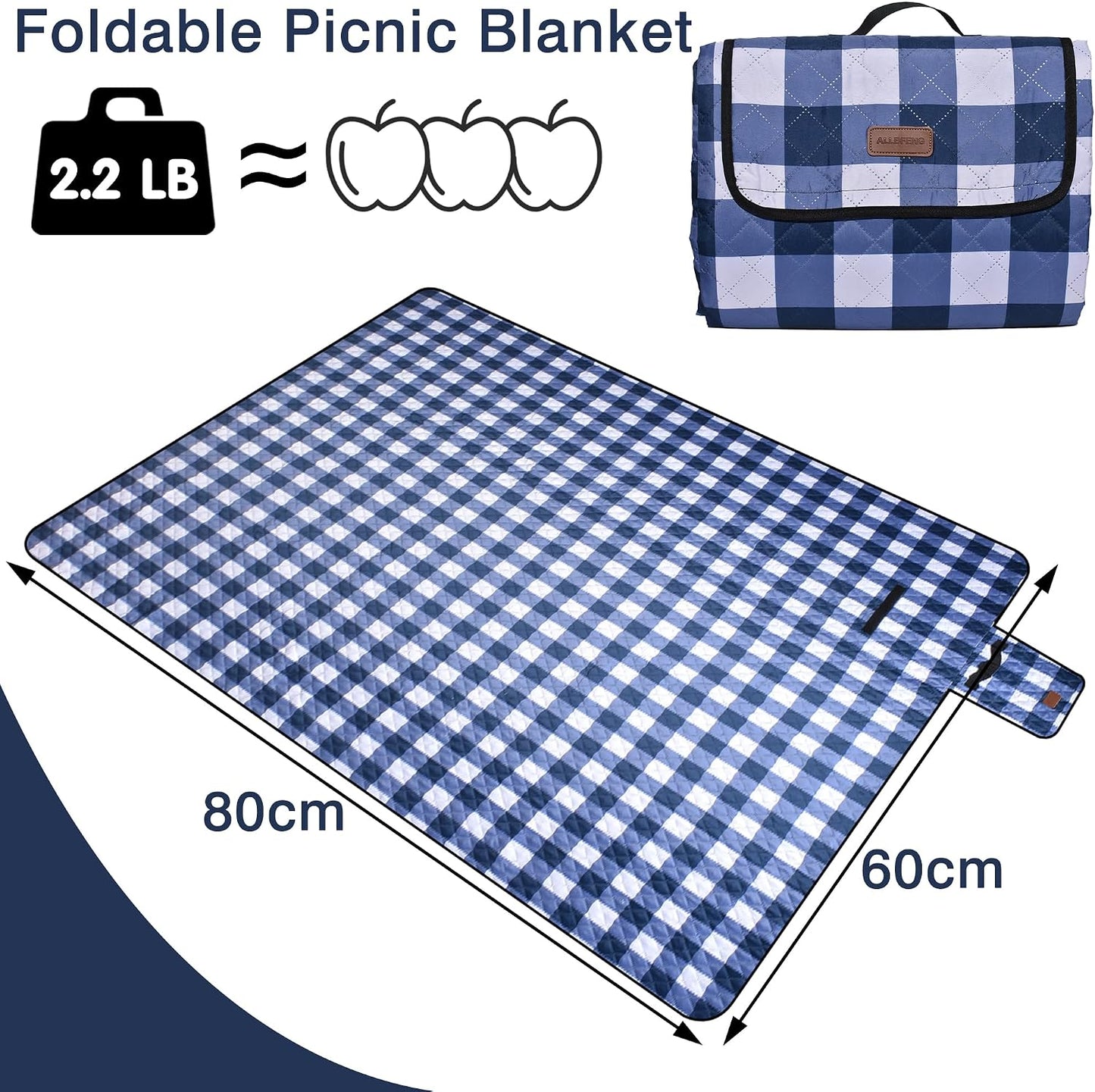 Manta picnic 80x60" impermeable 5 capas para 6-8 adultos