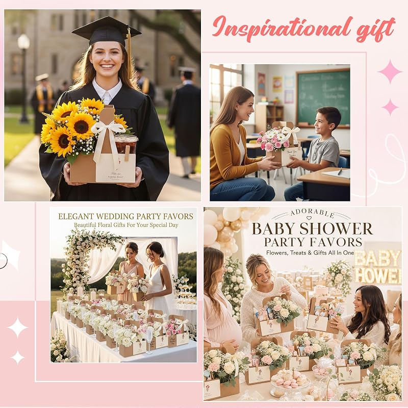 Caja regalo 2 tazas espuma floral para bebidas marrón