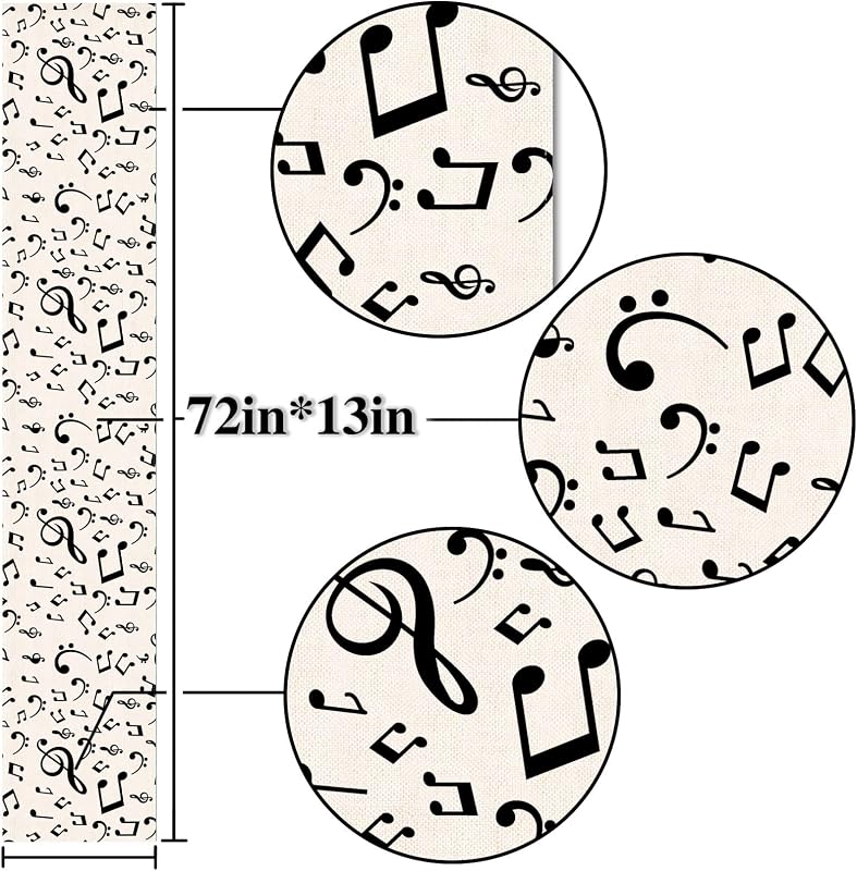 Camino mesa lino notas musicales 13x72pulg eventos bodas comedor