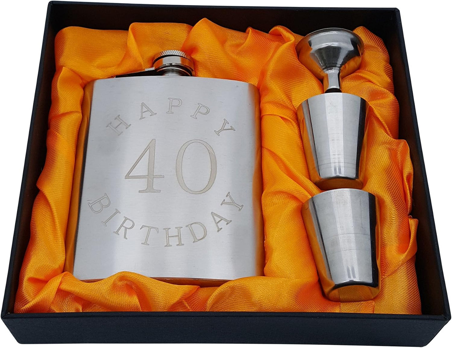 Set 40 cumpleaños frasco 7oz grabado feliz cumpleaños