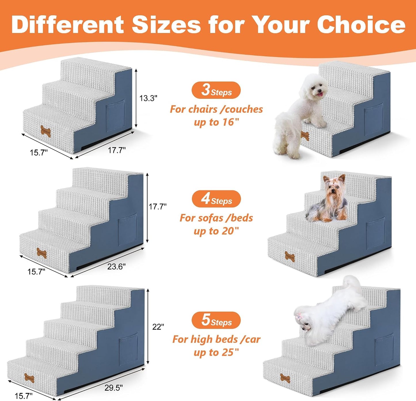 Escaleras para mascotas 17.7pulg 4 escalones antiderrap