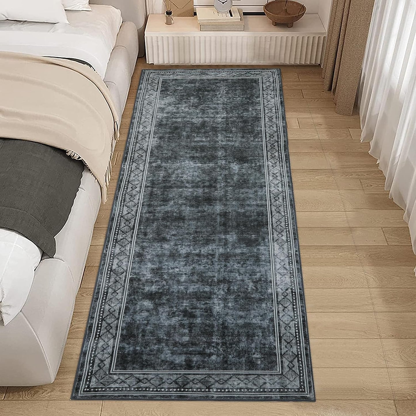 Alfombra pasillo 2x6ft lavable antiderrap gris