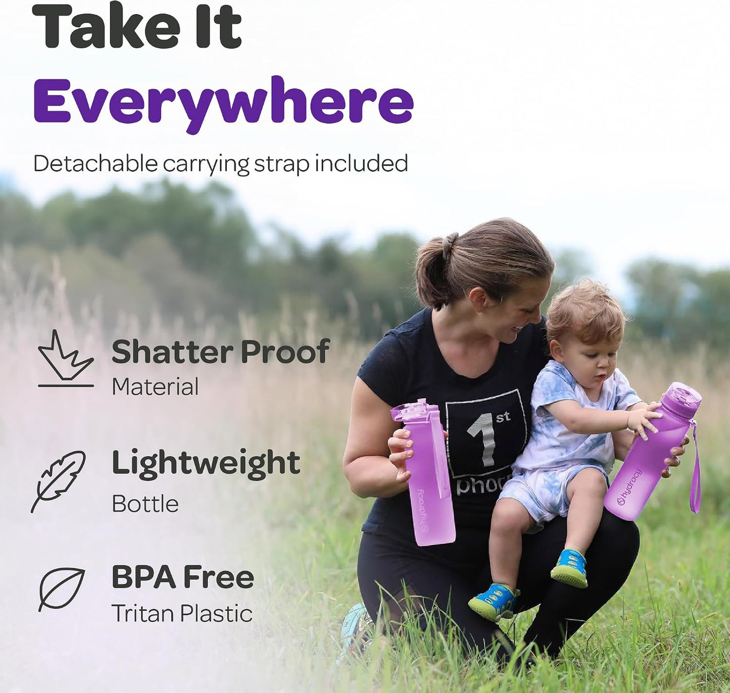 Botella agua fitness sin BPA a prueba de fugas