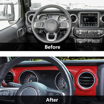 Cubierta consola Jeep JL JLU 18-23 rojo fibra carbono
