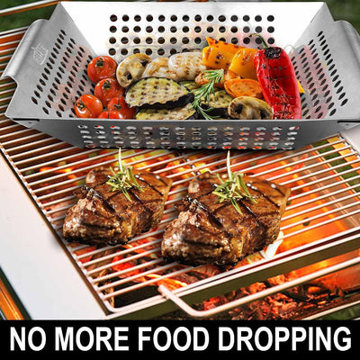 Cesta parrilla acero inox para verduras al aire libre
