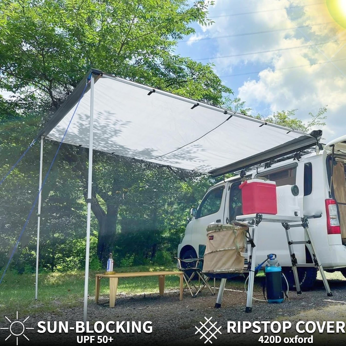 Toldo automóvil 6.5x6.5ft extraíble impermeable color gris