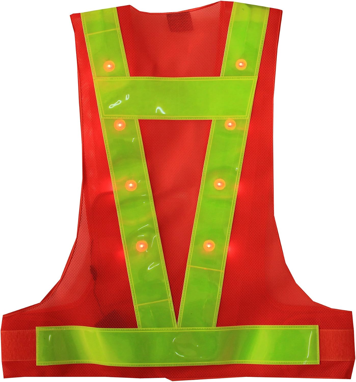 Chaleco seguridad reflectante 16 luces LED naranja ciclismo