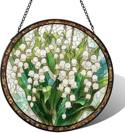 Panel cristal flores silvestres 7.8pulg decoración bohemia ventana