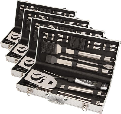 Juego 20 Pzas Herramientas Parrilla Acero Inox Estuche