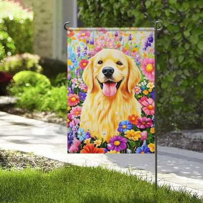 Bandera jardín Golden Retriever 12x18pulg doble cara