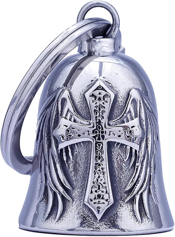 Campanas motocicleta acero inox cruz negra plateada