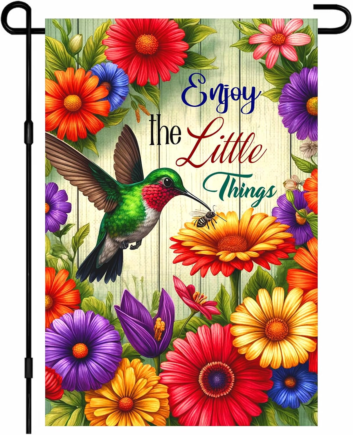 Bandera jardín colibrí 12x18pulg doble cara estilo granja