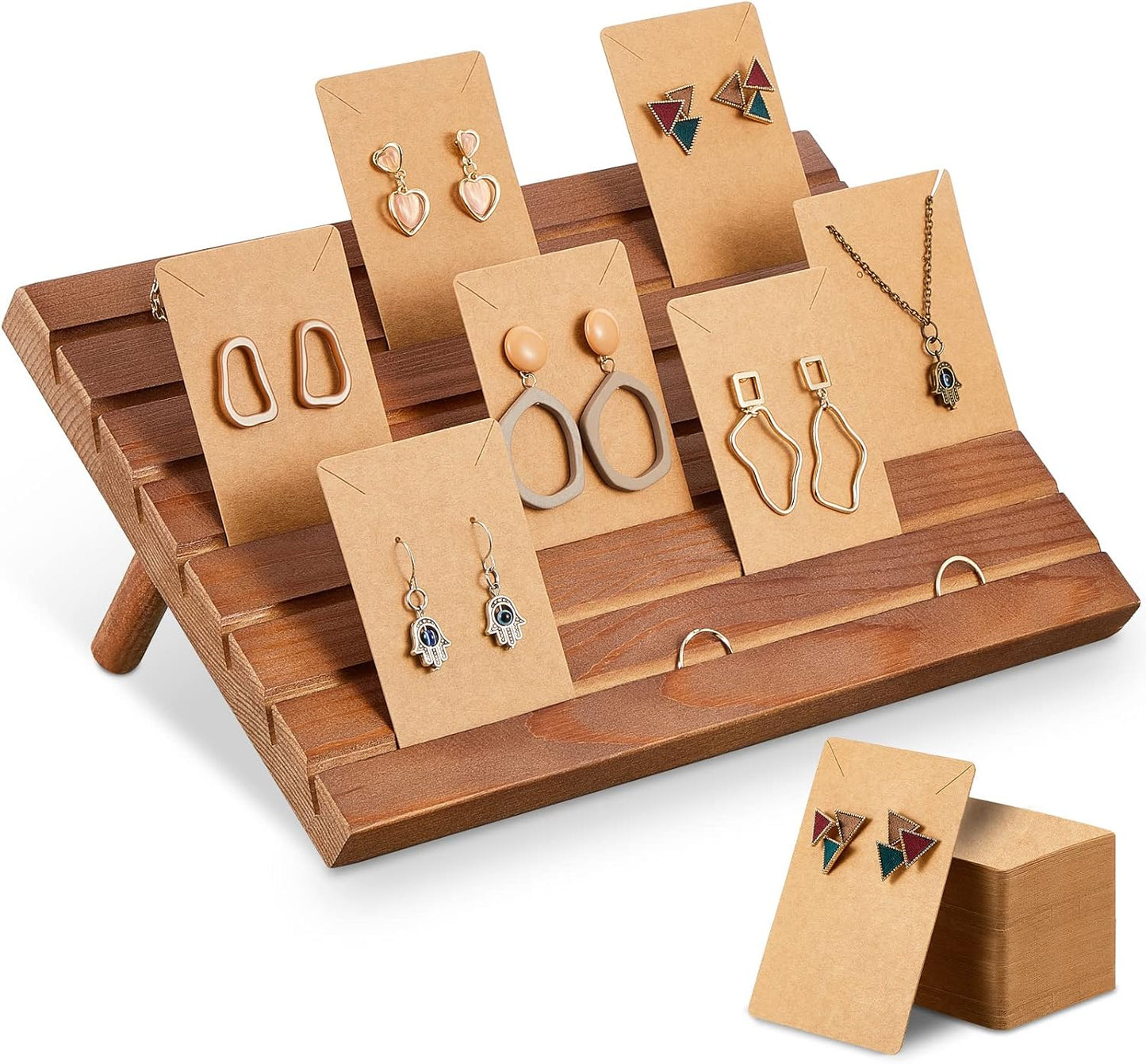 Soporte aretes madera 31 pzas 7 ranuras para vendedores