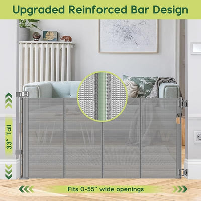 Puerta retráctil para perros 55" con varillas de soporte