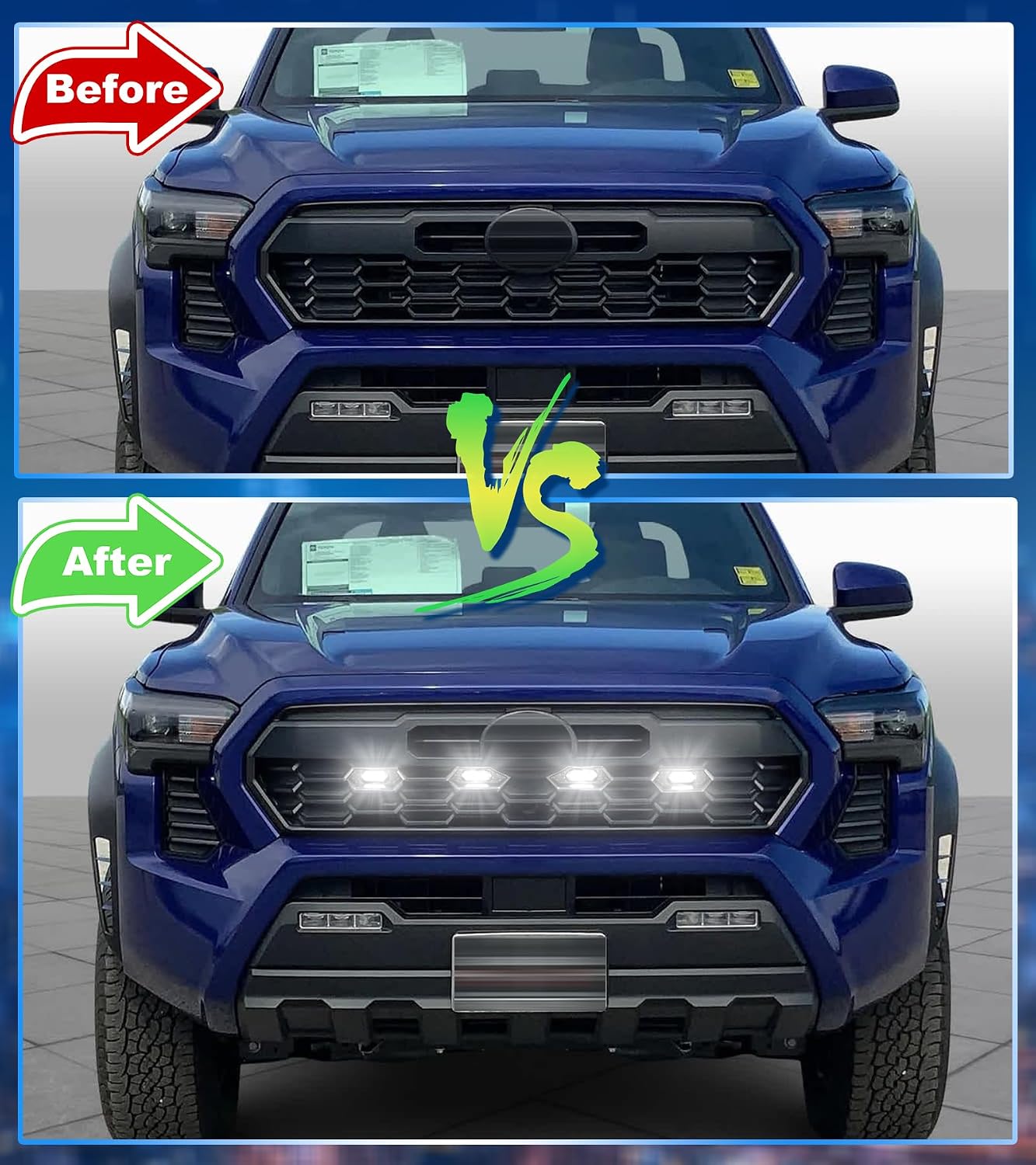 Luces parrilla LED Tacoma TRD Off Road 2024-2025 4 Pzas Blanco