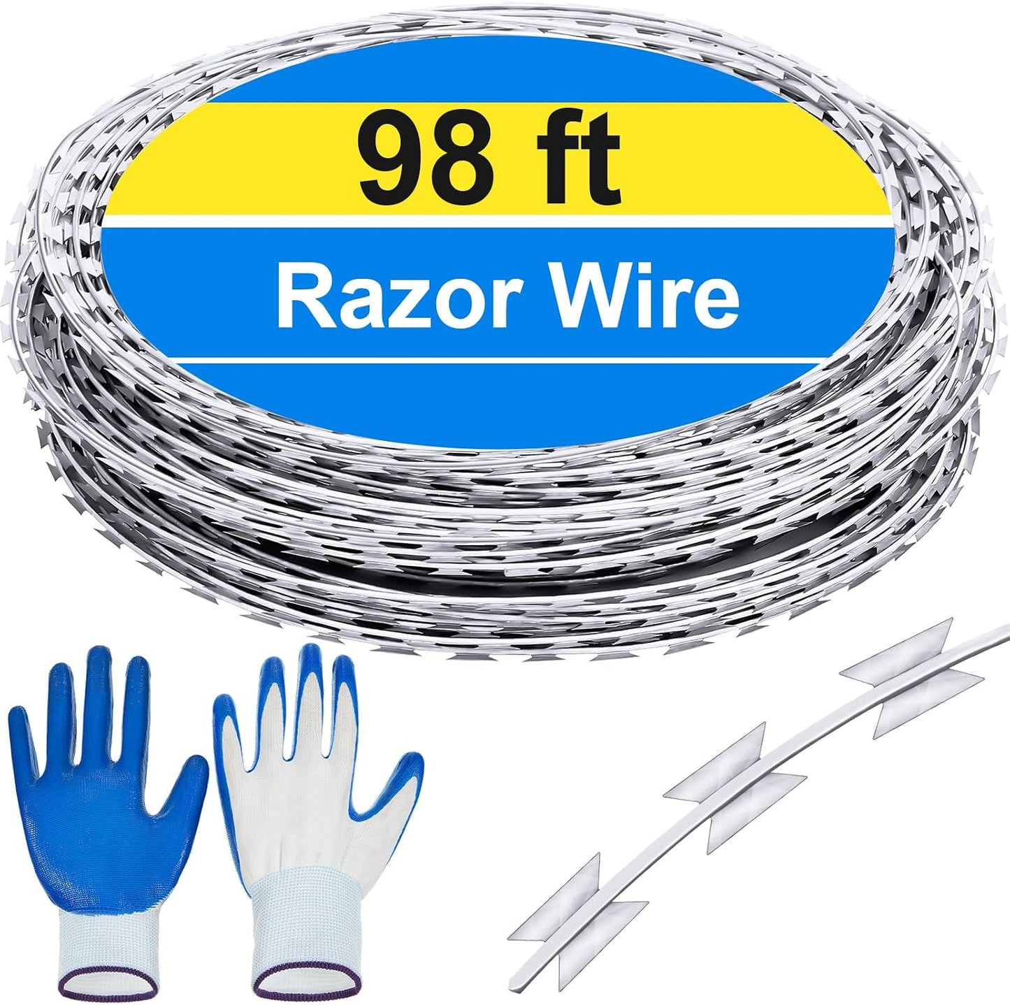 Cerca alambre púas acero galvanizado 98ft con guantes jardín