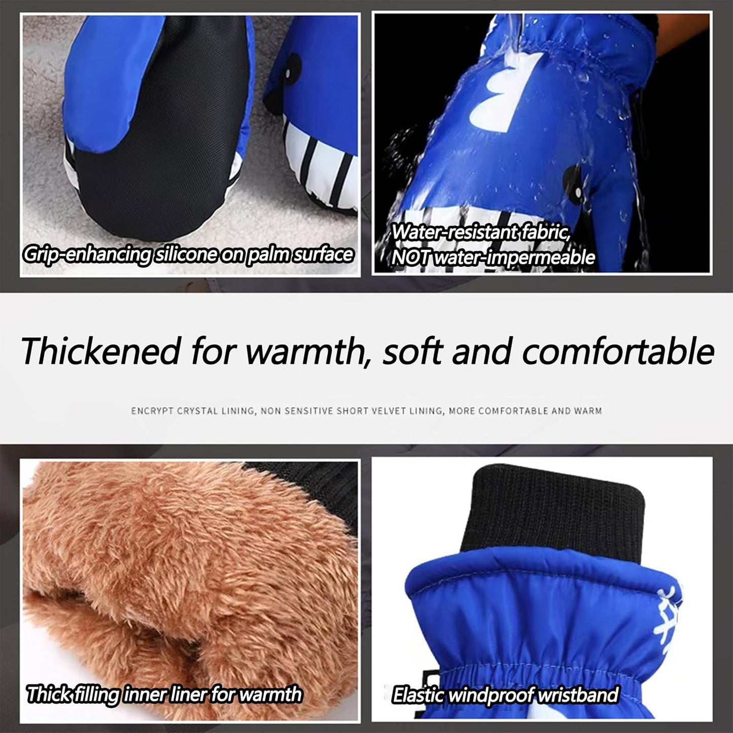 Guantes esquí niños 4-8 años para exteriores
