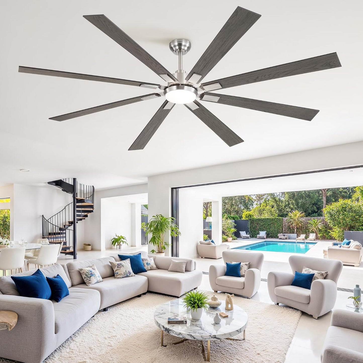 Ventilador techo 80pulg níquel cepillado luces control