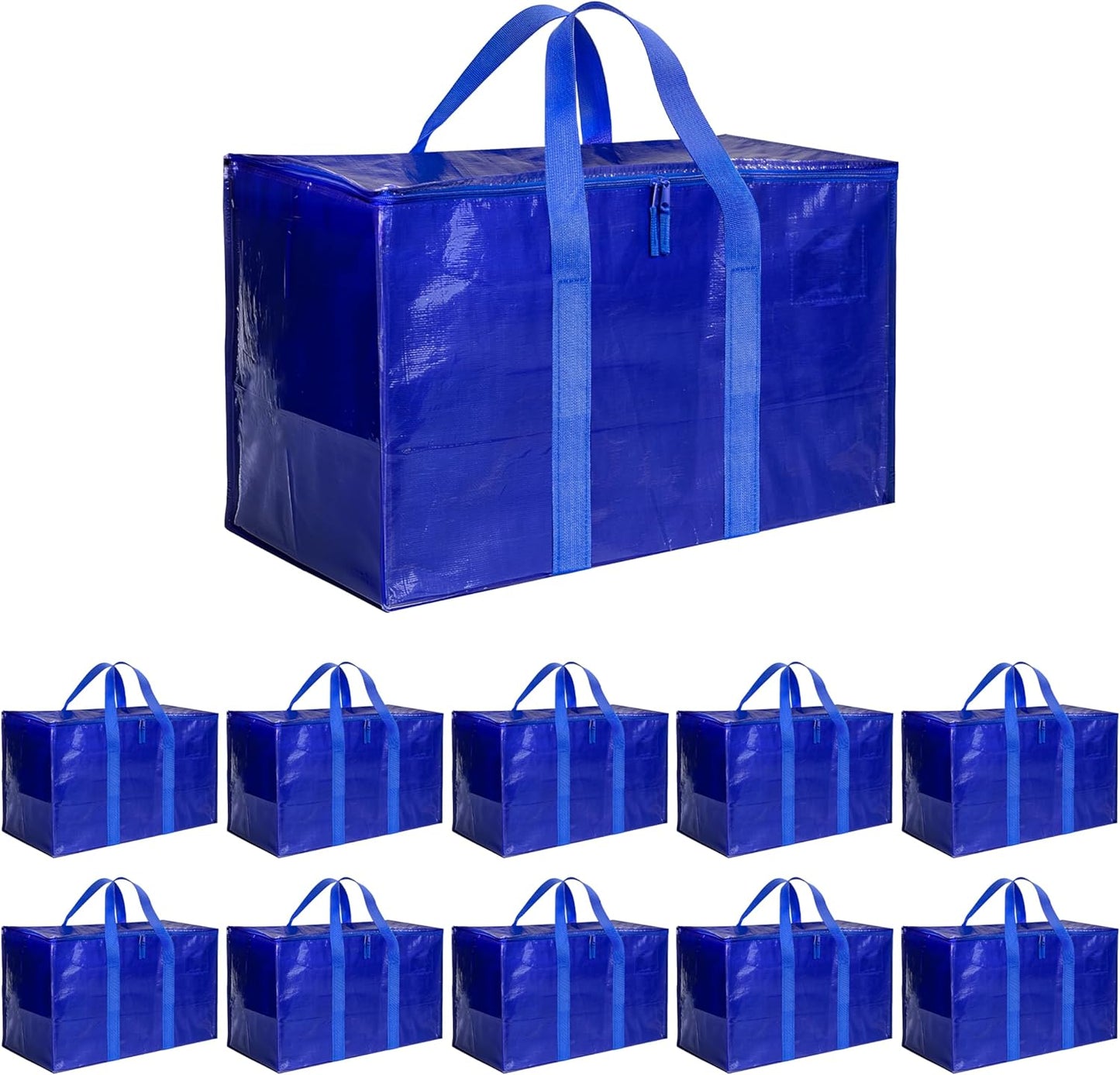 10 Pzas Bolsas Mudanza Resistentes con Cremallera Azul