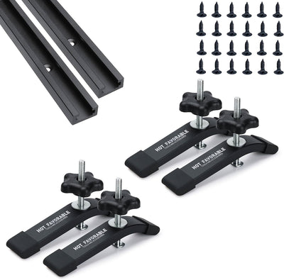 2 Pistas T Aluminio 48pulg Carpintería Anodizado Negro