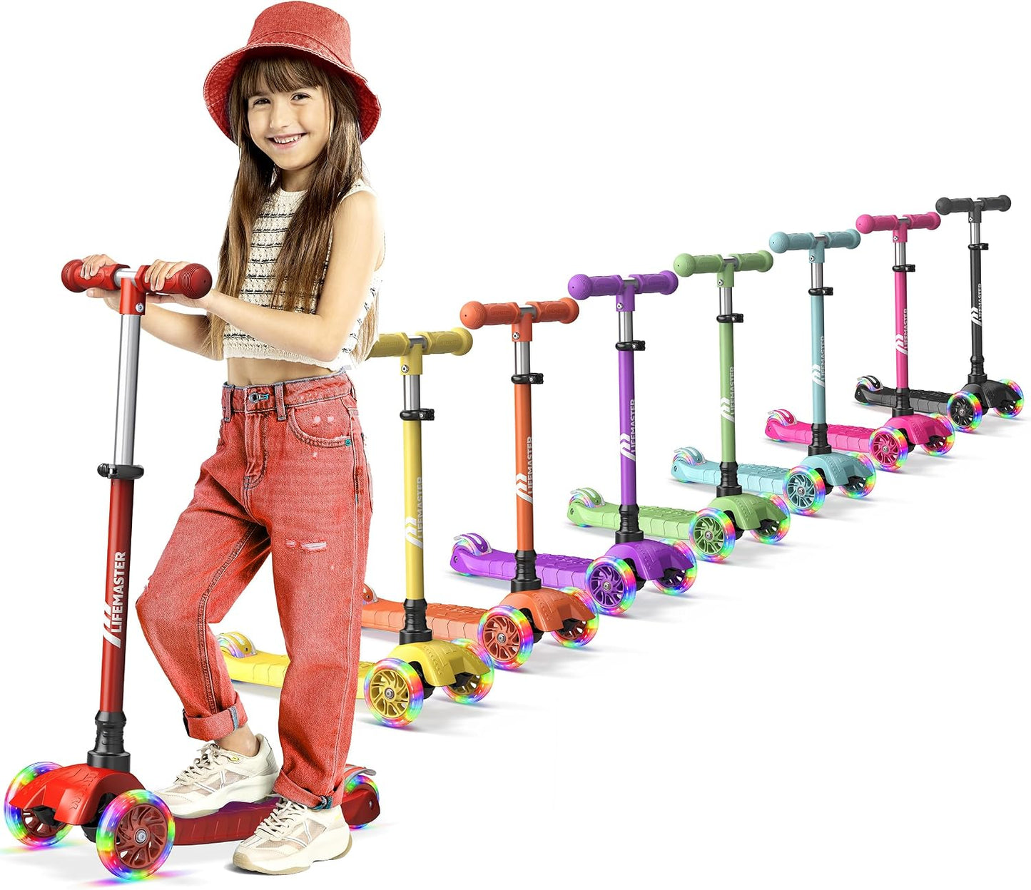 Monopatín niños 3 ruedas luces coloridas ajustable deck