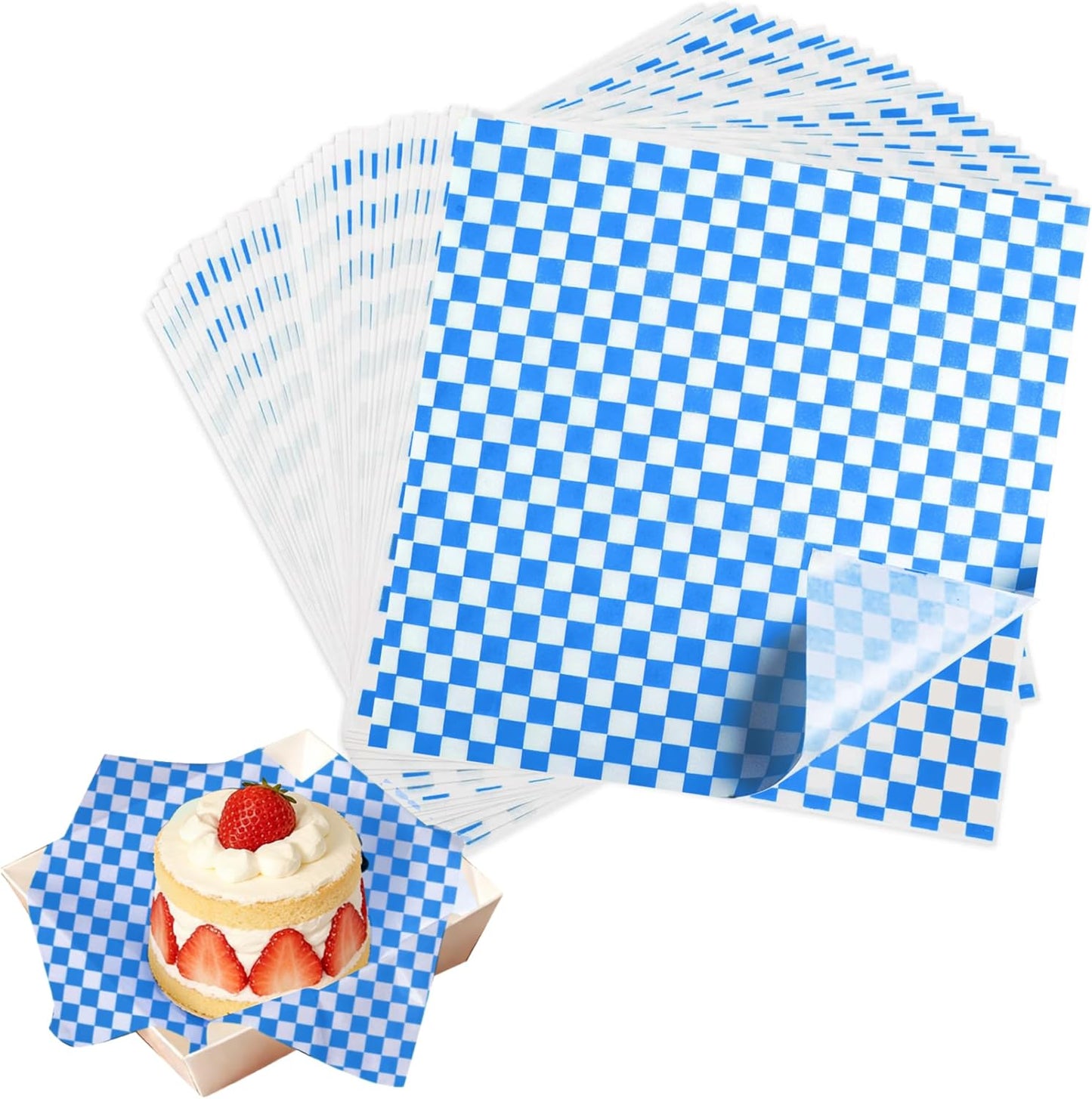 Papel encerado cuadros 7x7pulg 120hojas forro cesta comida