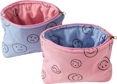 Bolsa cosméticos mujer pana con puntos sonrientes