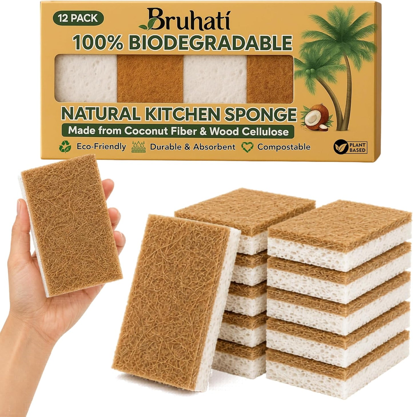 Esponjas biodegradables 12 pzas celulosa fibra coco