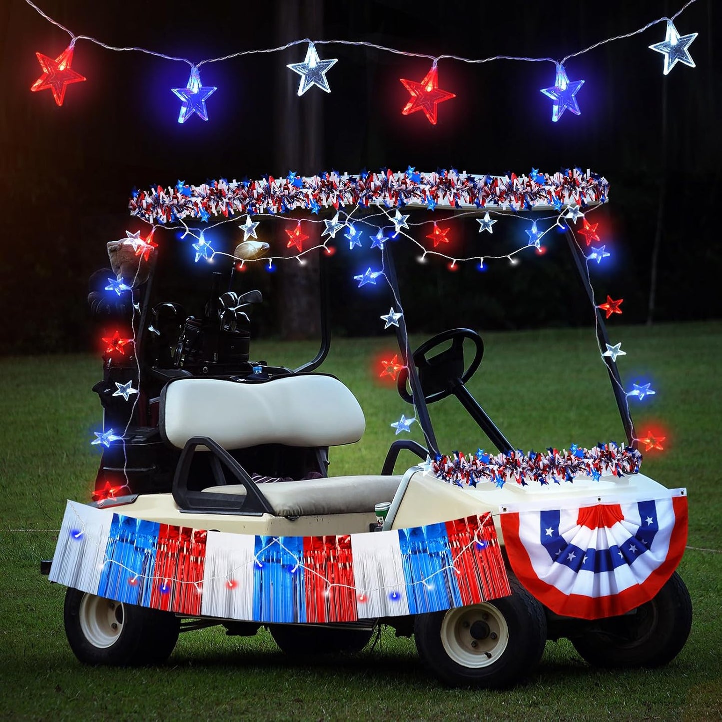 Kit decoración carrito golf iluminado 4 de Julio