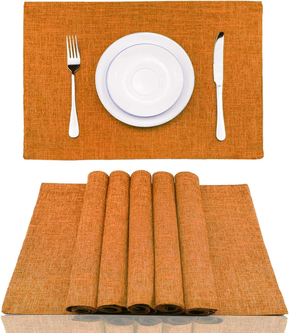 Set 6 Manteles Tela Algodón Lino 13x19pulg