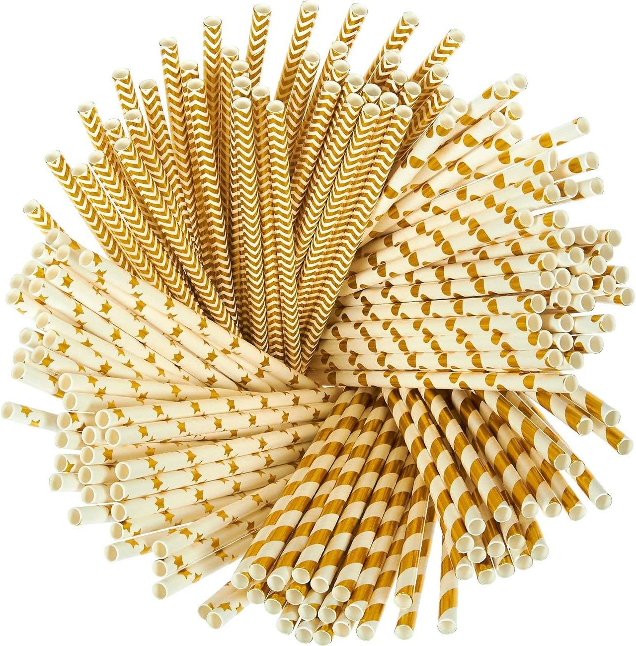 100 Pajitas Doradas Biodegradables para Fiesta Bodas