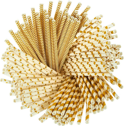100 Pajitas Doradas Biodegradables para Fiesta Bodas