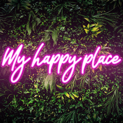 Letrero Neón Rosa 16.9x5.9pulg My Happy Place Decoración
